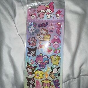 Sanrio Laser Tag Cuckoo Stickers - Pink and Multicolor